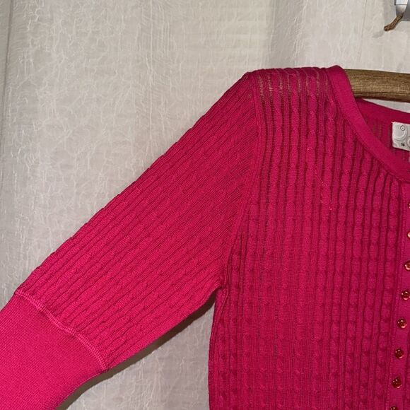 Target 8 Fuchsia Pink Crewneck Cable Knit Lightweight Quart Sl Pullover Sweater - Picture 6 of 10